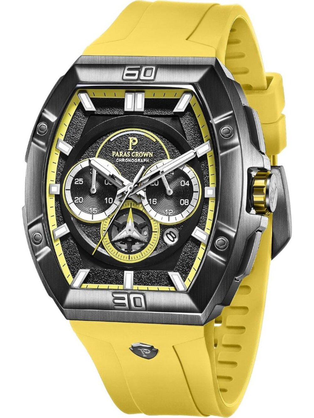 Men's Yellow 5ATM Waterproof Quartz Luxury Chronograph Analog Wrist Watches